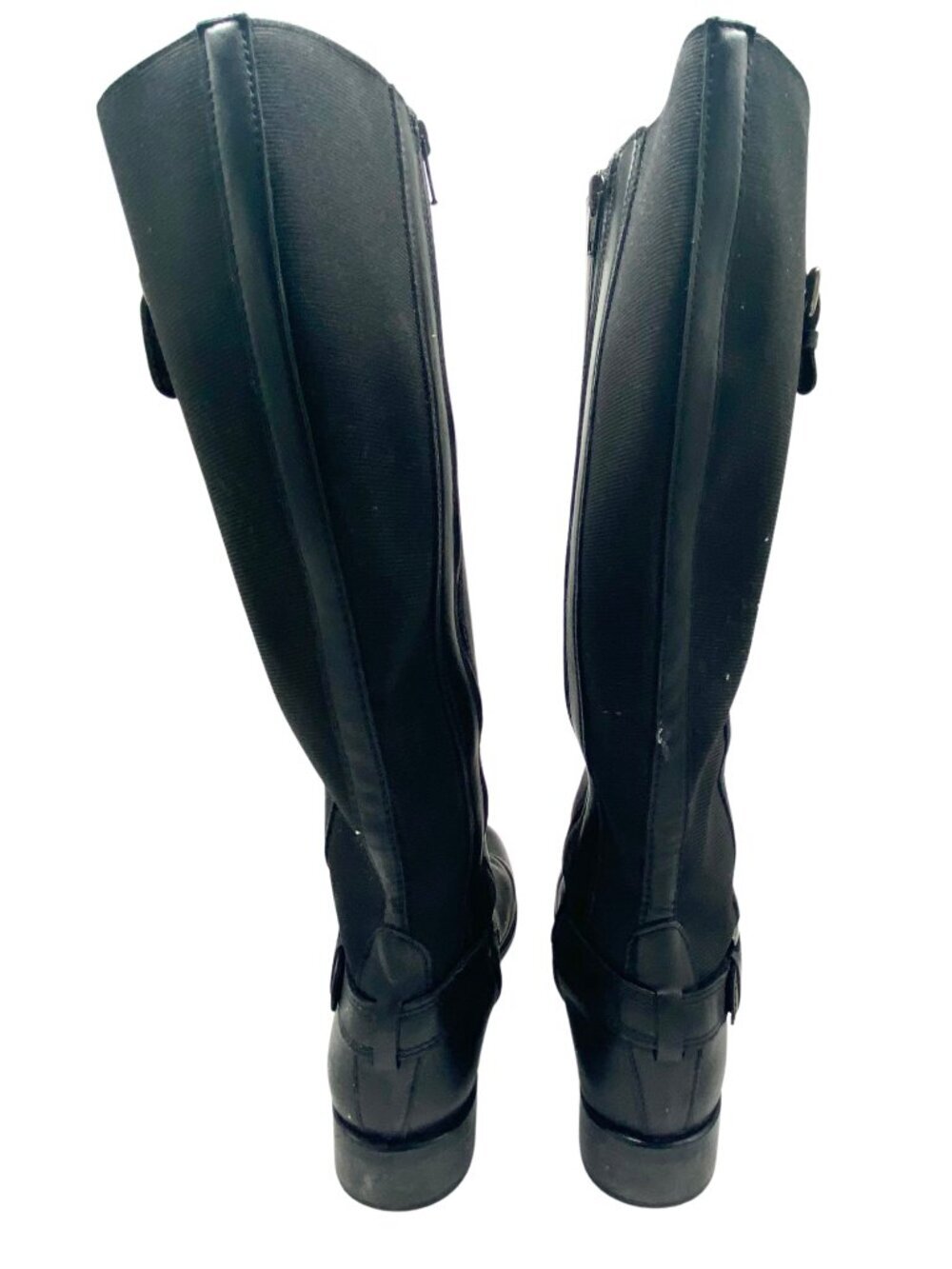 La Canadienne Stefanie Knee High Black Boot Round Toe Buckle Zip US 7.5M - Picture 3 of 10